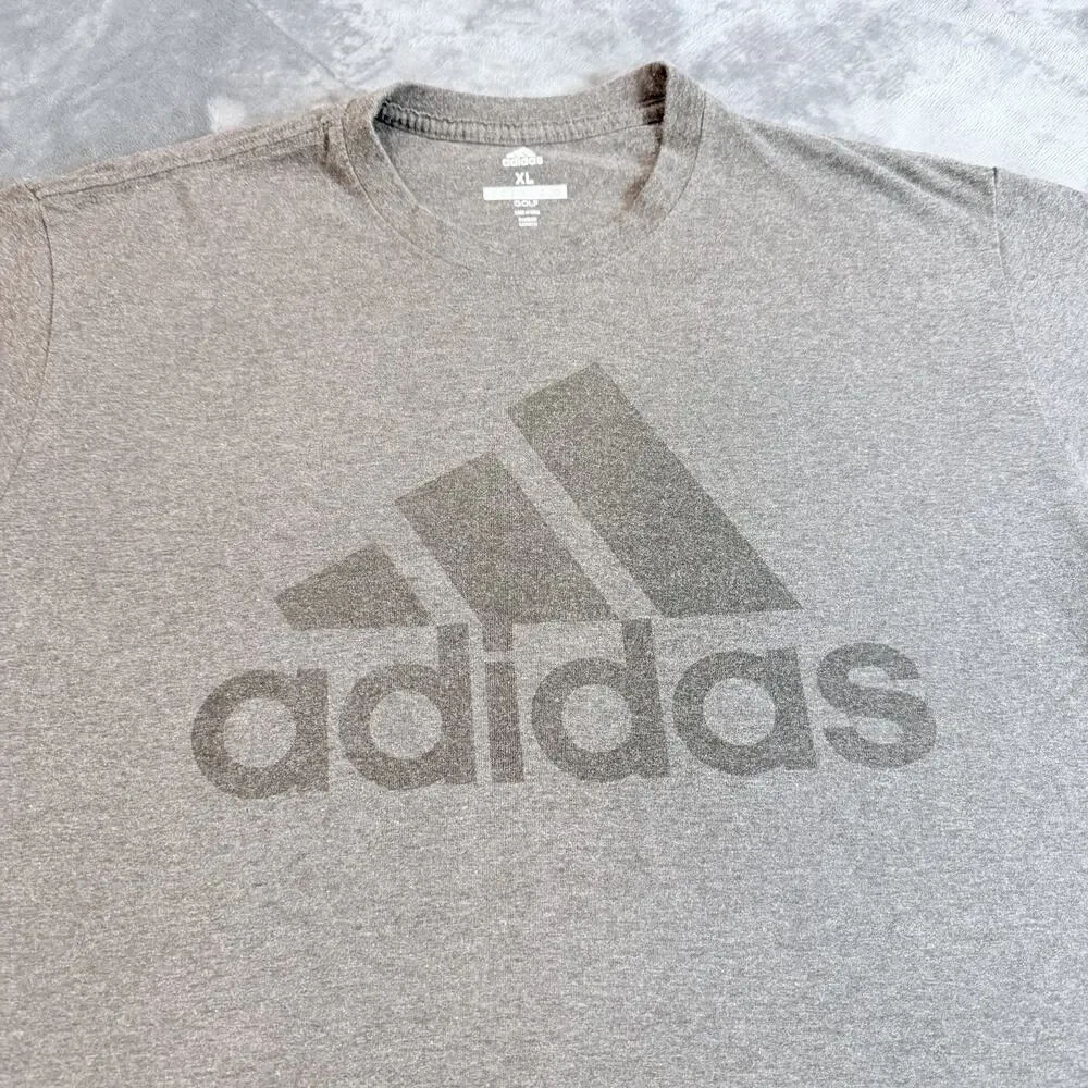Adidas Mens Logo Tee Golf T-Shirt Sz XL Gray